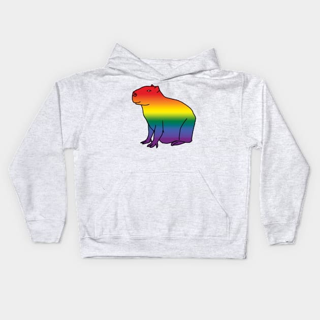 Rainbow Gradient Pride Capybara Kids Hoodie by ellenhenryart